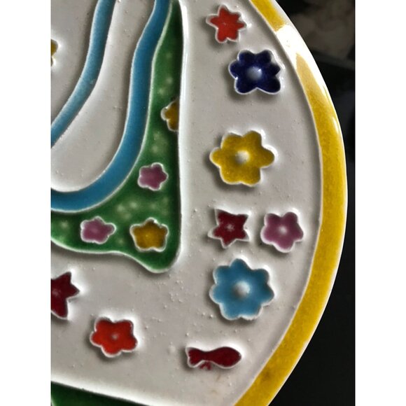 Vtg Creazioni Luciano Made In Italy Ceramic Tile Colorful Handmade Little Boy - Picture 4 of 10